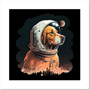 Pointer dog astronaut Posters and Art